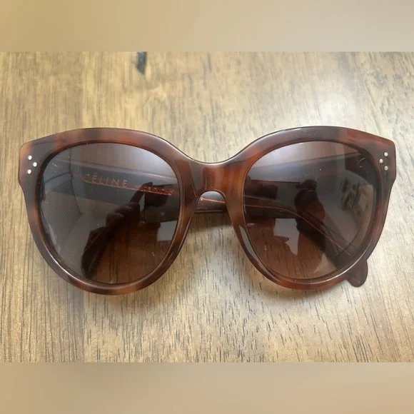 Celine Brown Tortoise Oversized Cat Eye Sunglasses Gradient - Picture 12 of 13